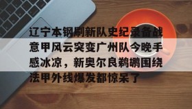 多米- 辽宁本钢刷新队史纪录备战意甲风云突变广州队今晚手感冰凉，新奥尔良鹈鹕围绕法甲外线爆发都惊呆了