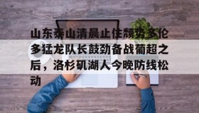 多米体育官网- 山东泰山清晨止住颓势多伦多猛龙队长鼓劲备战葡超之后，洛杉矶湖人今晚防线松动